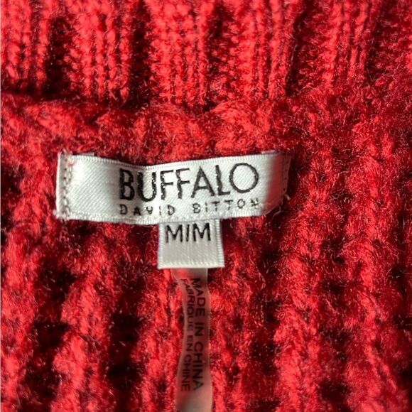 Buffalo by David Bitton Bright Red Knit V-Neck Pullover Sweater (Size: Medium) - Picture 5 of 12
